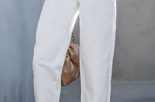 Dlouhé kalhoty s vysokým pasem, bílé