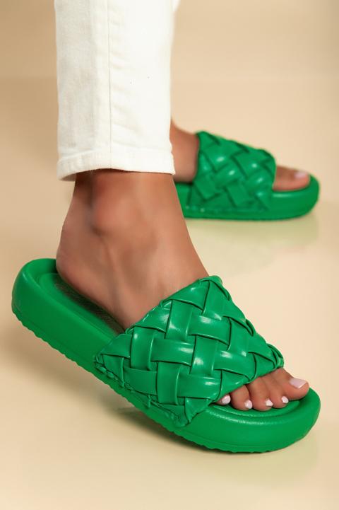 Pantofle se širokým páskem, zelené