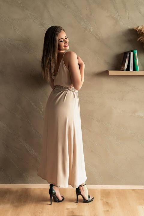 Elegantní maxi šaty s volány, meruňkové