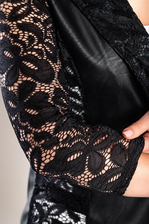 Blazer z umělé kůže s průsvitnými krajkovými vložkami Amalfi, černý