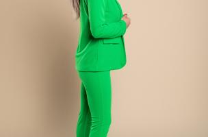 Elegantní jednobarevné kalhoty Estrena, zelené