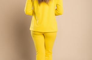 Elegantní jednobarevný kalhotový kostým Estrena, žlutá