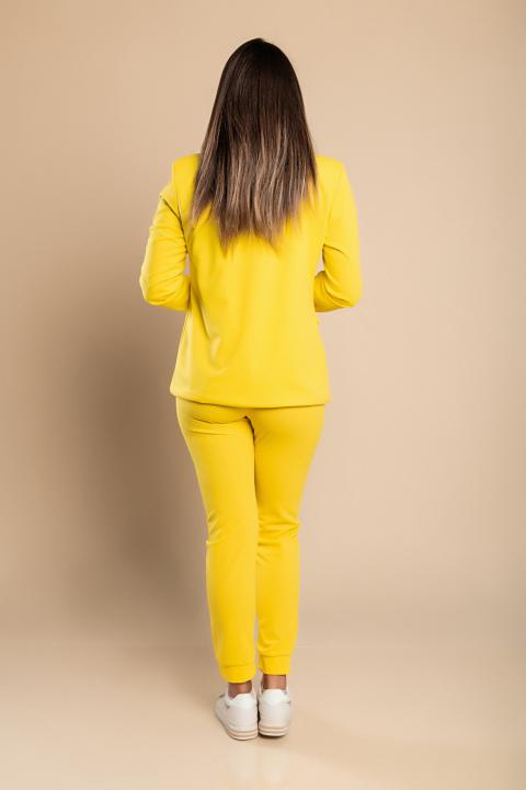 Elegantní jednobarevný kalhotový kostým Estrena, žlutá