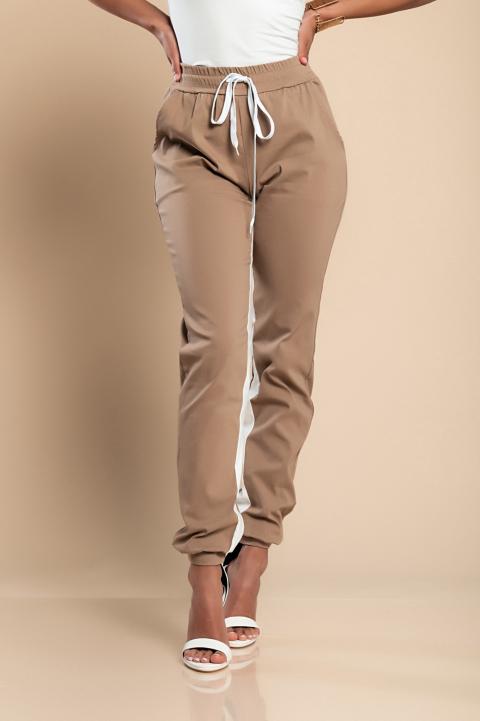 Dlouhé modní kalhoty s elastickým pasem Frieda, Khaky