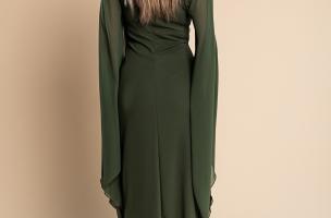 Elegantní dlouhé šaty Ileana, olivové