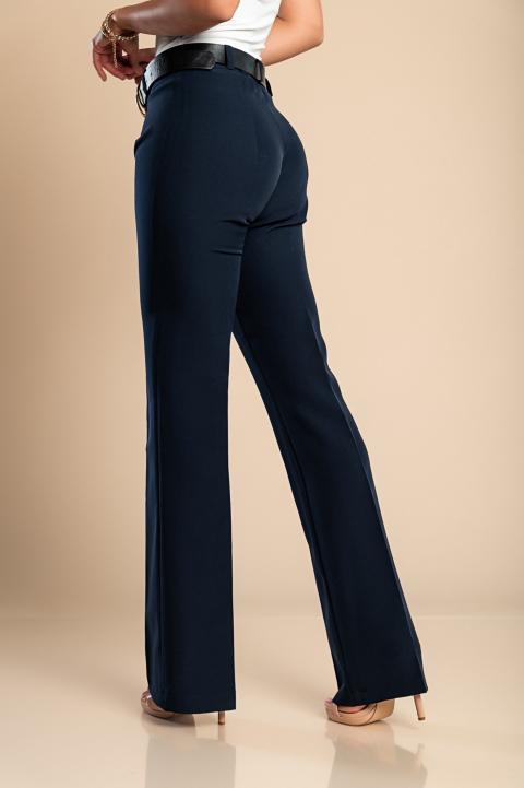 Elegantní dlouhé rovné kalhoty, tmavě modré