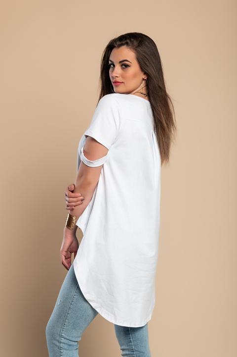 Asymetrické tričko s krátkými rukávy Vebtura, bílé