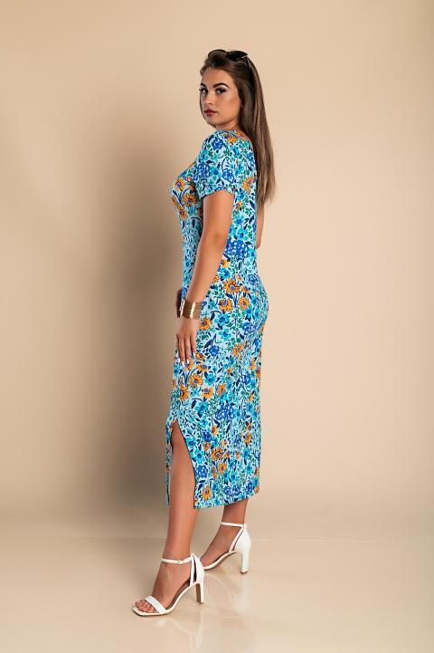 Maxi šaty s květinovým potiskem, světle modré