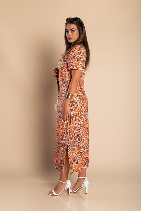 Maxi šaty s květinovým potiskem, oranžové