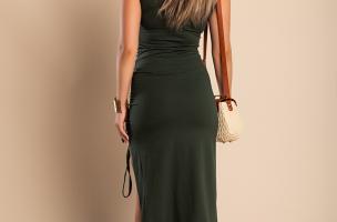Elegantní maxi šaty, olivové