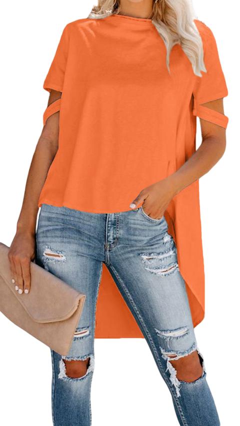 Asymetrické tričko s krátkými rukávy Vebtura, oranžové