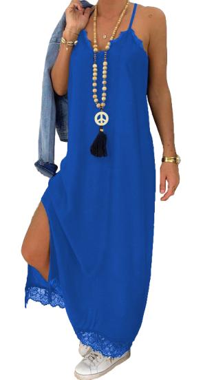 maxi šaty s krajkou Primarosa, modrá