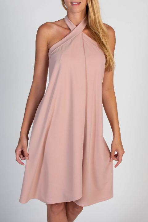 Elegantní mini šaty kolem krku Maxwell,Růžová